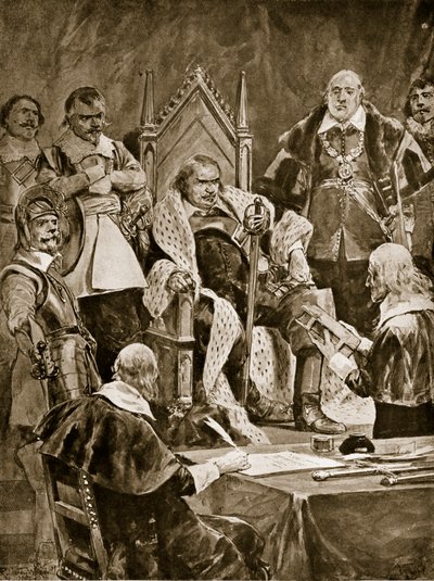 The Inauguration of Cromwell as Protector, 1657, illustration from 
